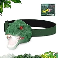Vista 1 de Linterna de Cabeza de Dinosaurio para Niños, Faro LED con Modo de Rugido y Silencioso, Juguetes de Dinosaurio T-Rex para Niños de 3-5, 4-6, 5-7