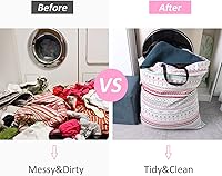 Vista 5 de Bolsa de lavandería SWISSELITE con asa y cordón, bolsa de lavandería grande y resistente, 28 x 40 pulgadas, bolsa de viaje para ropa sucia