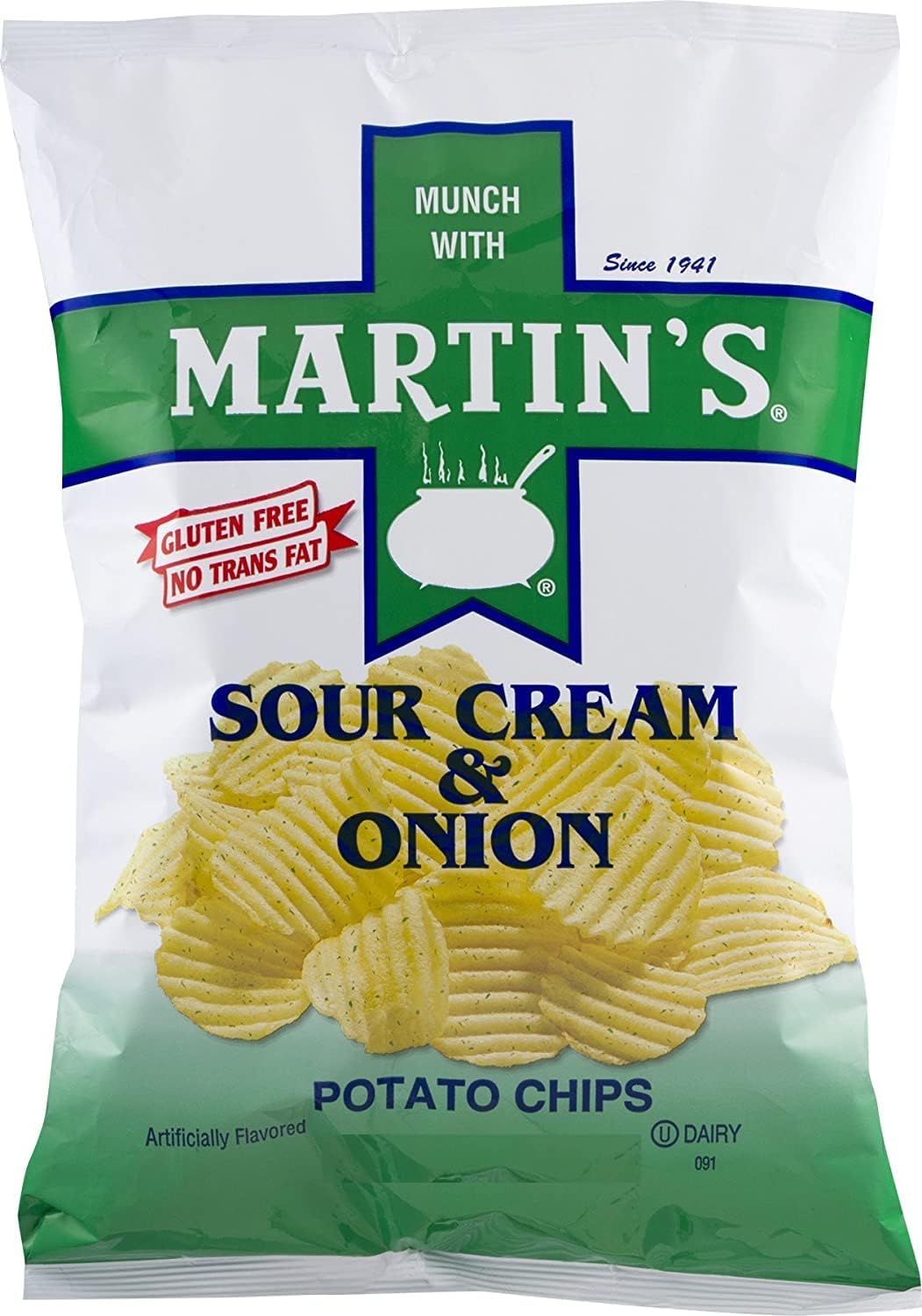 Martin's Sour Cream & Onion Potato Chips 9.5 Ounces (4 Bags)