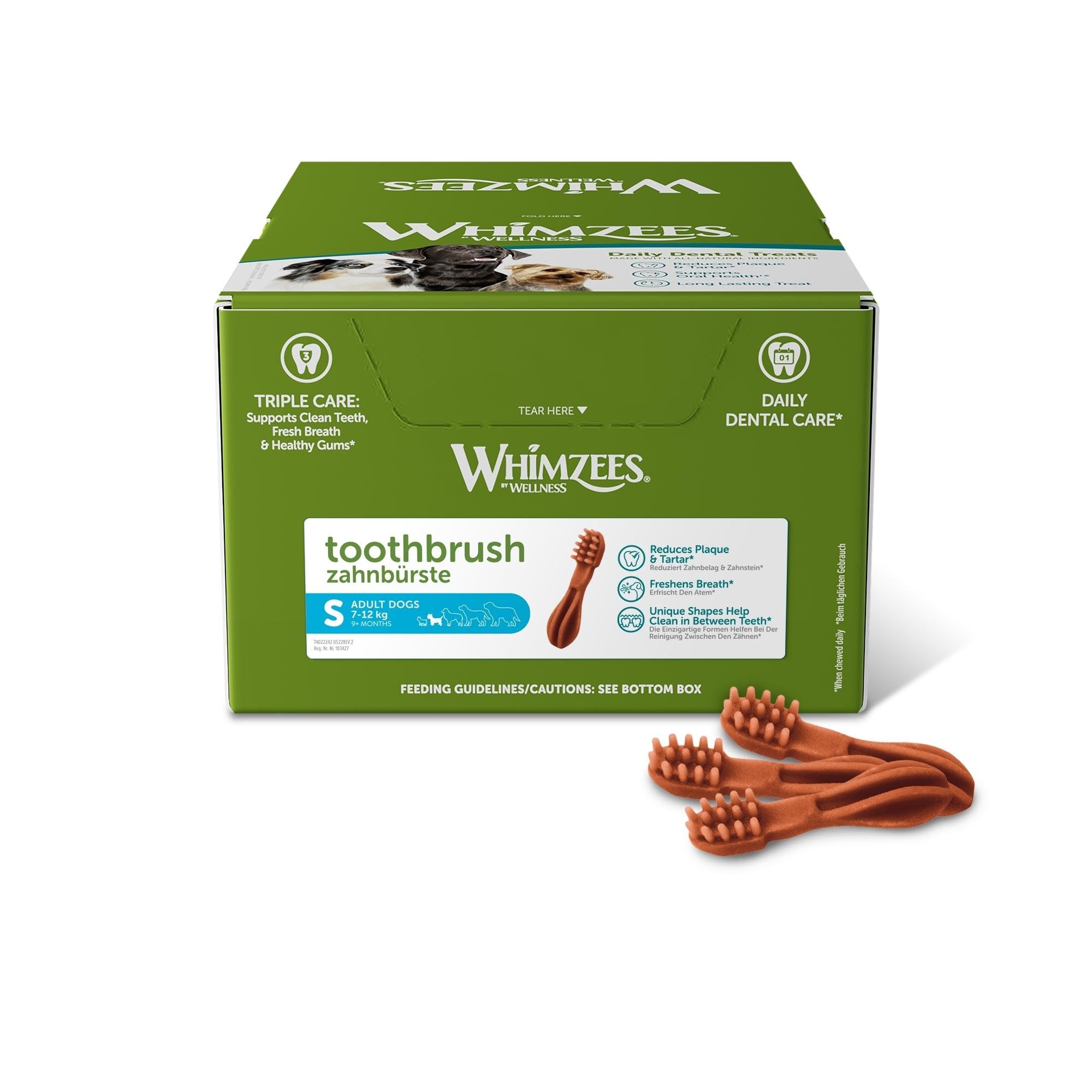 Whimzees Toothbrush Size S / 150 Pieces in Display Pack of 1 (1 x 2.25 kg)