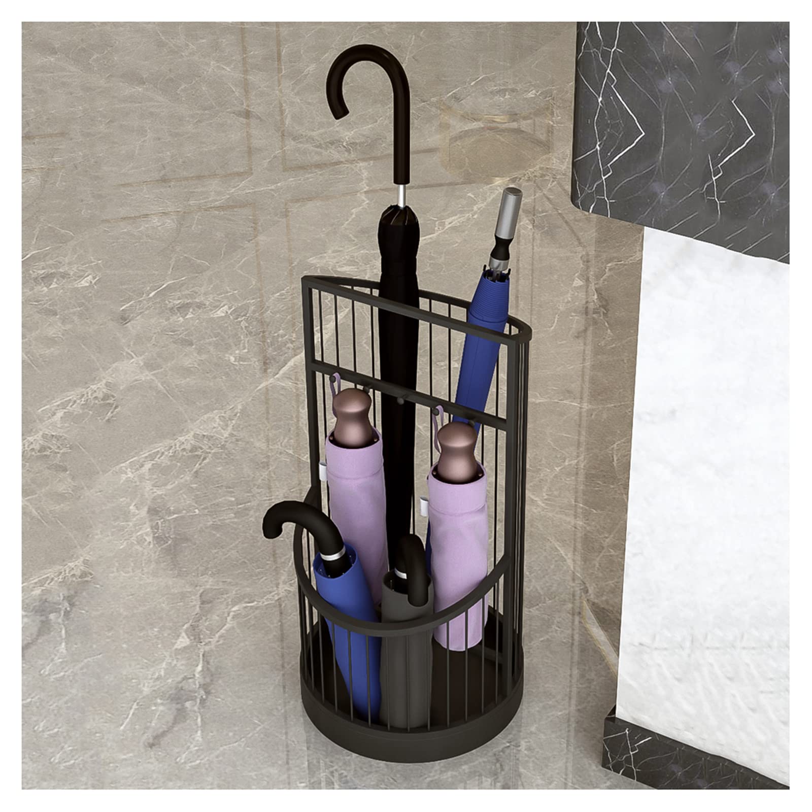 Porte-parapluies en métal noir de style contemporain pour porche de maison