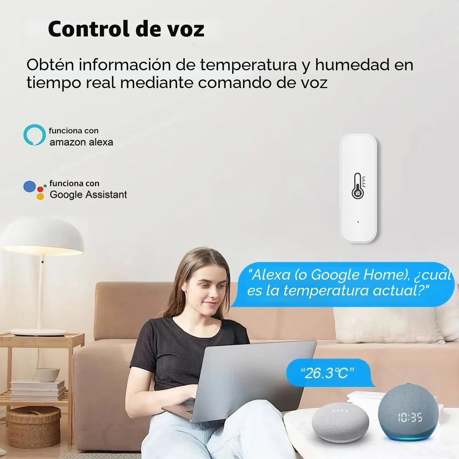 Termómetro e higrómetro smart, sensor de temperatura y humedad en interiores con modos duales de WiFi y Bluetooth, monitor de temperatura ambiente con app, almacenamiento de datos para el hogar. 4PCS