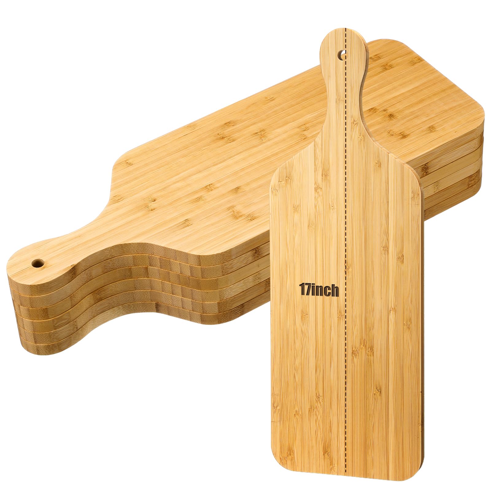 Lounsweer 6 tablas de cortar gruesas a granel para cortar y servir charcutería, material para grabado láser, día de la madre, boda, regalo de inauguración de la casa (bambú, 17 x 6 pulgadas)