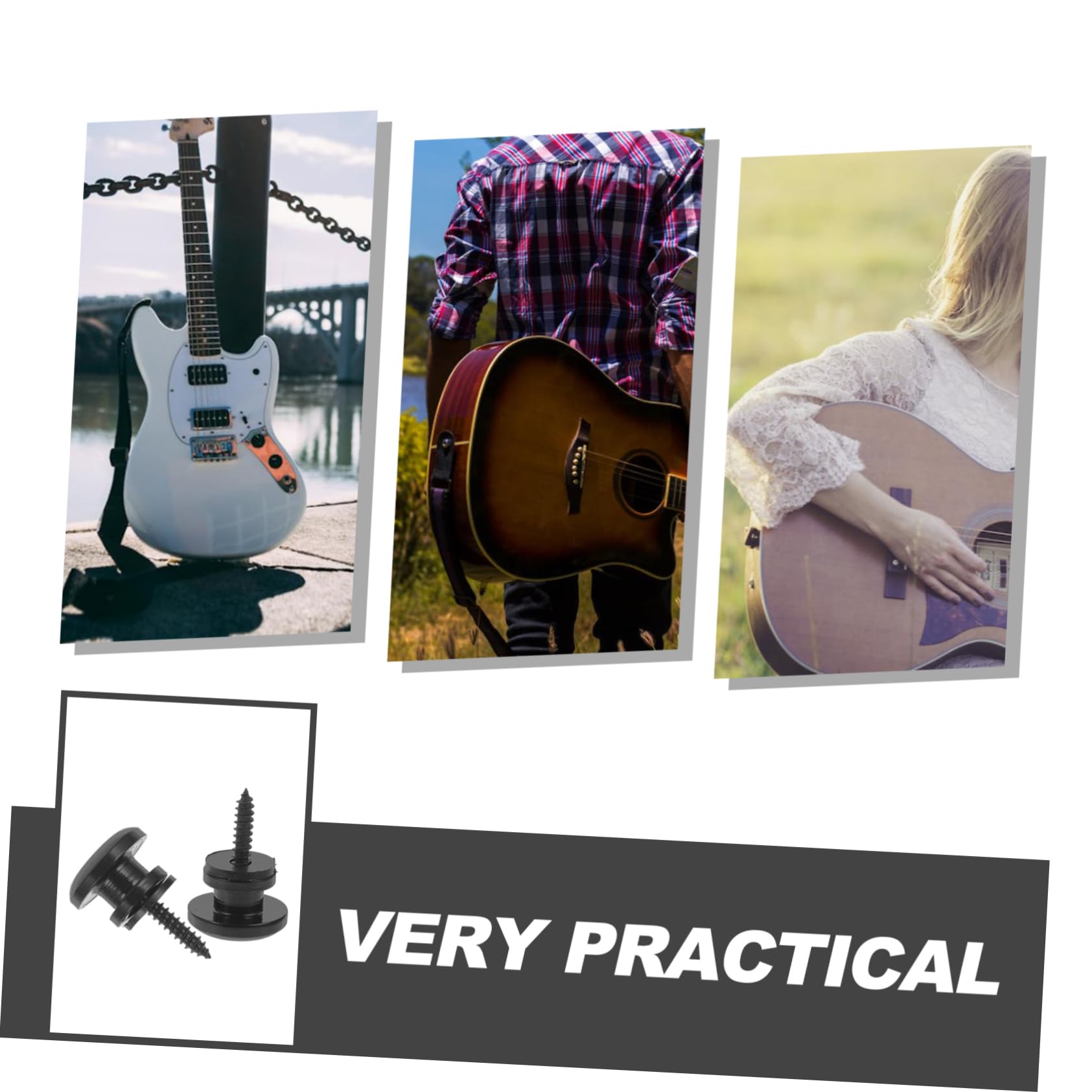 Levemolo Guitar Strap Locks Set Acoustic Guitar Locking Buttons Metal Locks for Guitar Strap Repair Kit