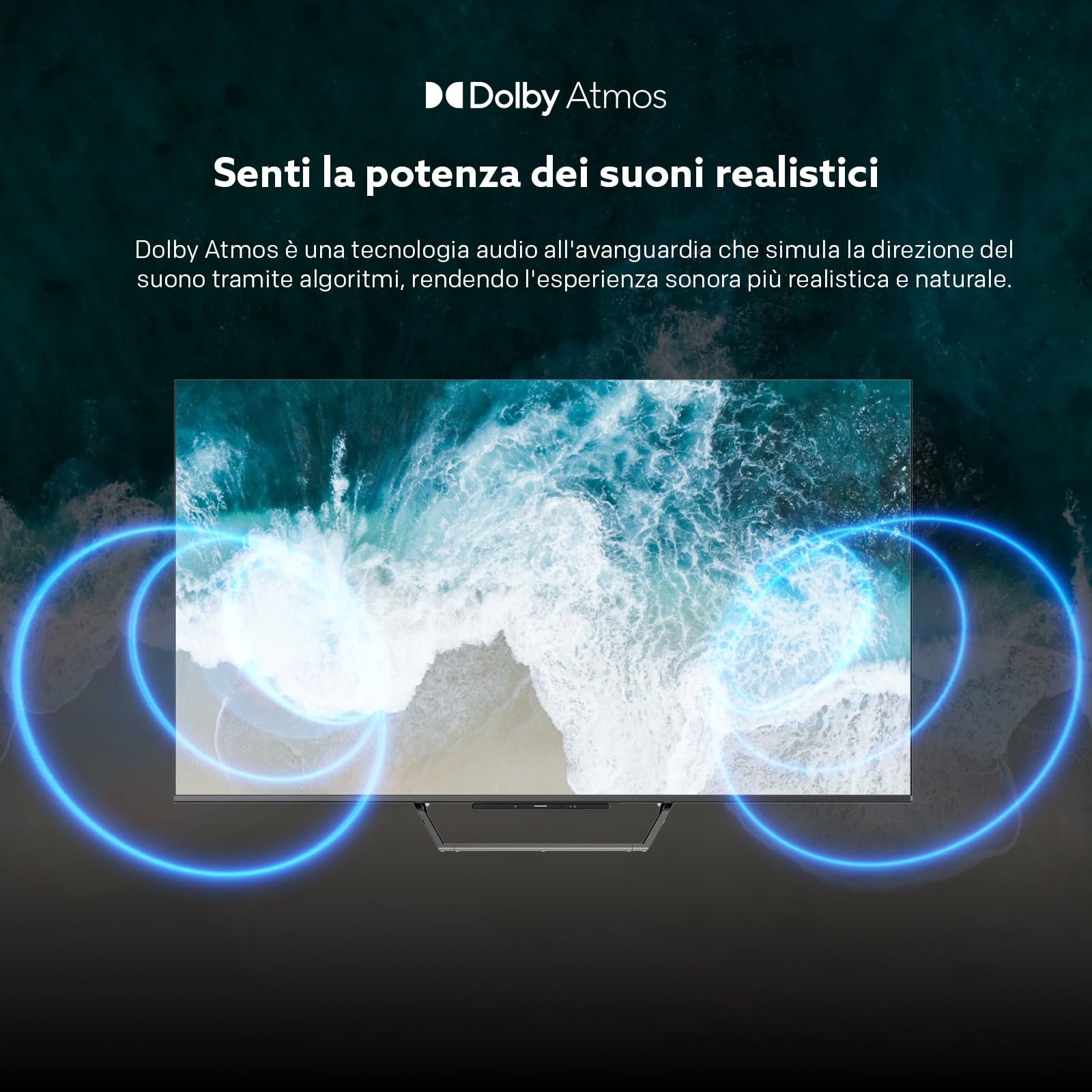 Metz Smart TV, MQE7600Z, 43", QLED, 4K, UHD, HDR 10+, Google TV, Matte Screen, Eye Care, Flicker-Free, Auto Ambient Light Sensor, HDMI, USB, Grigio