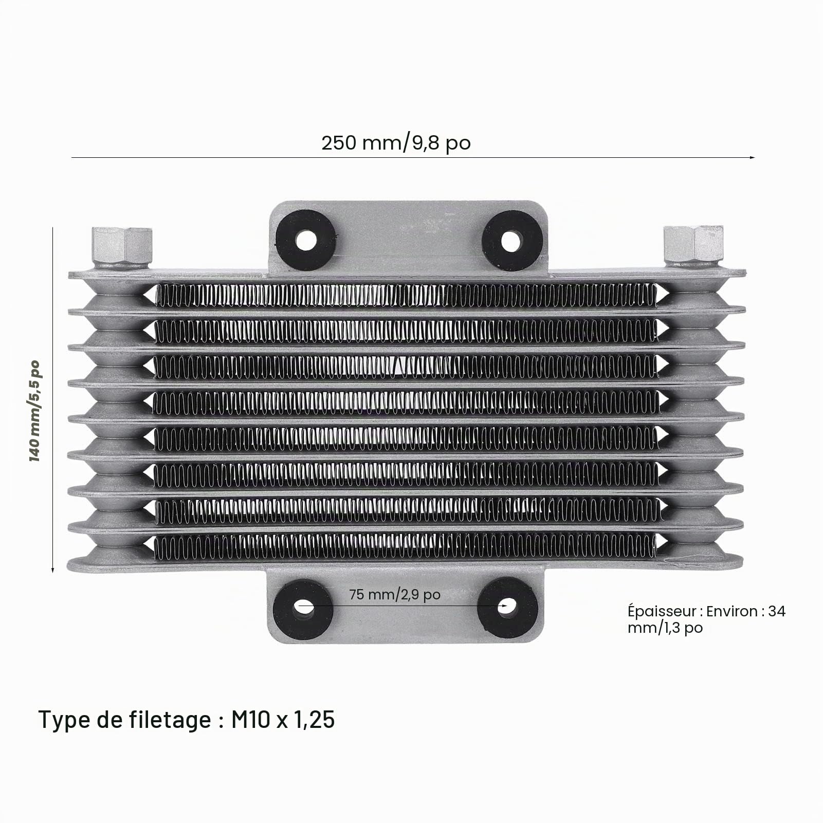 Radiateur D'huile de Moto à 8 Rangées, Argent 125ml, Faible Usure, Forte Puissance de Refroidissement pour GY6 Motocross ATV