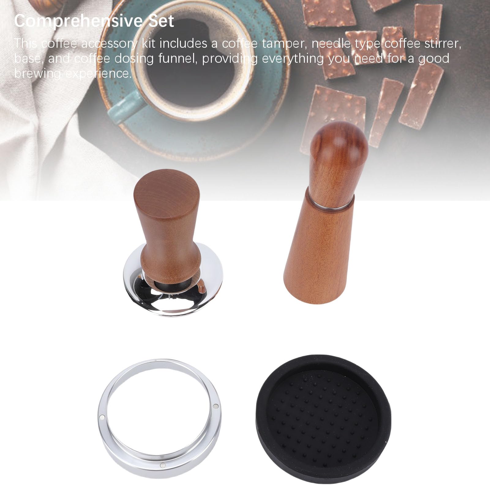 EMUKOEP Herramientas Profesionales de Manipulación de café, Embudo Dosificador de café de Acero Inoxidable para Portafiltro de 58mm
