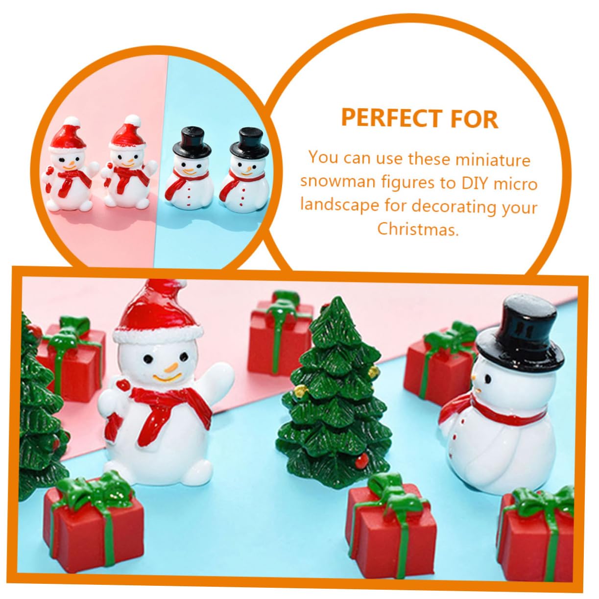 RORPOIR 40pcs Mini Snowman Figurines Christmas Ornaments for Craft Decoration Tiny Snowman Figures for Holiday Decor for Tabletop Mantel Display