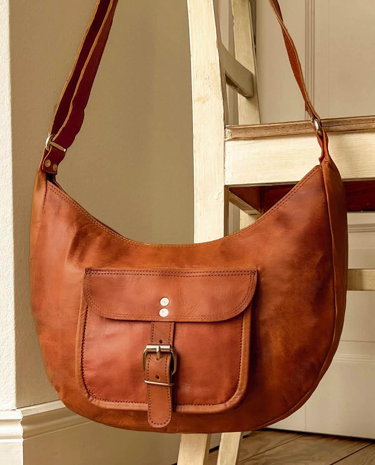 Gusti Cuero nature "Mira" Bolso Bandolera Vintage Retro Mujer Cuero de Cabra Hebilla Marrón Práctico Elegante Regalo K56b