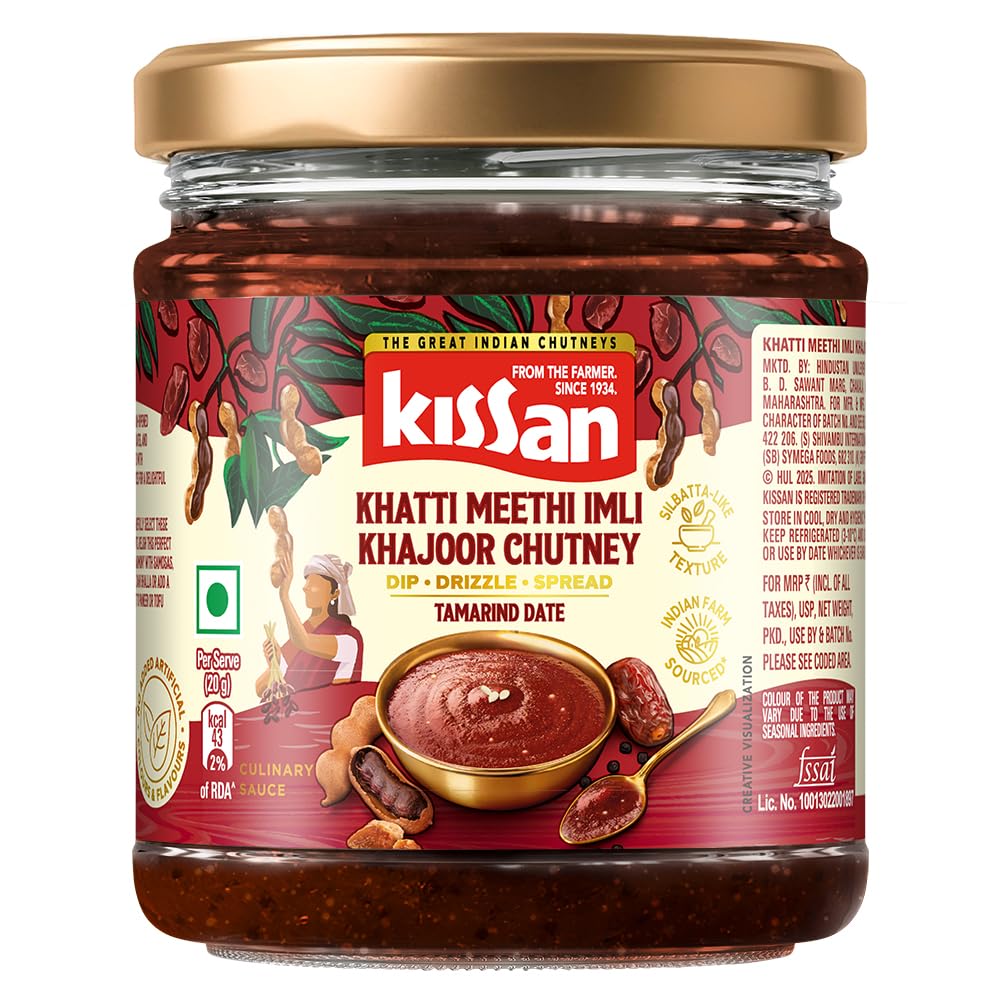 Kissan Khatti Meethi Imli Khajoor Chutney, Tamarind Date Chutney, 200g, For Indian Snacks, With Dates Paste & Jaggery, Silbatta Like Texture, Free from Artificial Flavors-image-33