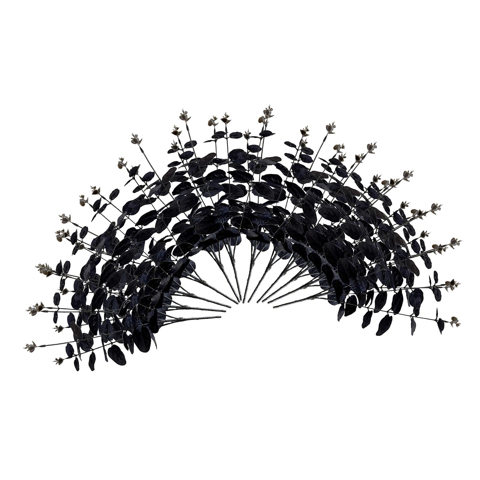 Elnwnnkc 1/10 / 12Pcs Artificial Branch, 34cm Artificial Plant Black Leaves for Halloween Party Centerpieces, Home Decoration Halloween Home Decoration