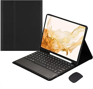 Estojo de teclado para Samsung Galaxy Tab S6 Lite 10,4" 2022/2020, teclado e mouse trackpad Bluetooth sem fio, capa fina e leve com suporte para caneta S (modelo SM-P610/P613/P615/P619),Black