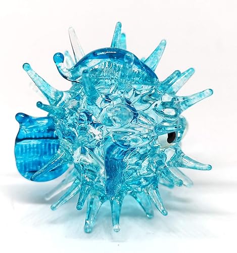Miniatura 5 de ZOOCRAFT Estatuillas de vidrio soplado Pez azul Globo Pequeño Acuario Miniatura Hecho A Mano Dcor