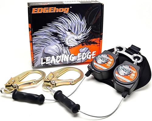 Malta Dynamics Edgehog Leading Edge - Línea de vida autorretráctil (SRL) de 10 pies con gancho a presión  Línea de vida de cable de acero