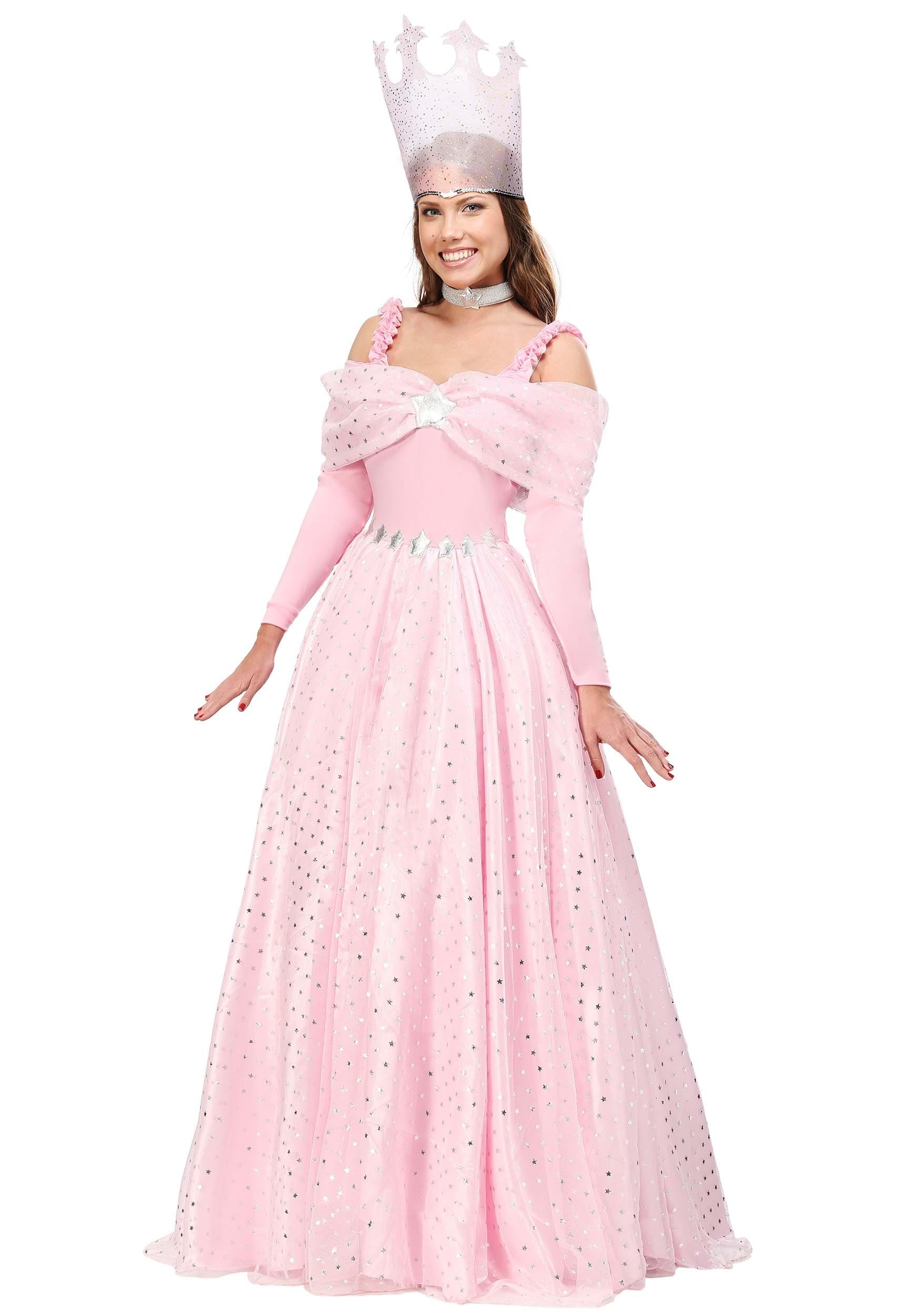 Women's Deluxe Pink Witch Dress Costume, Magical Pink Gown Adult Halloween Costume