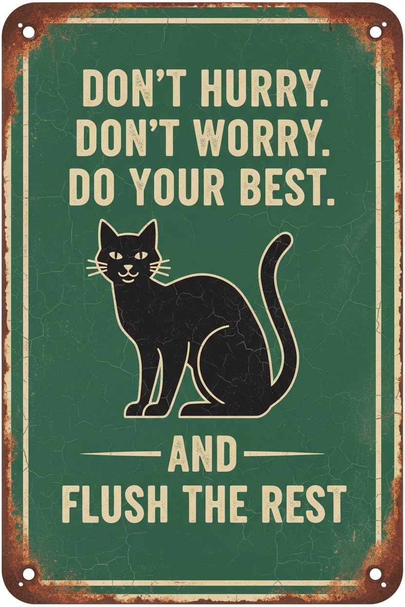 Funny Cats Sign Wall Decor Vintage Bar Home Bathroom Wall Decoration Sign Art for Toilet Washroom Garden Home Bar Cafe Decor 8x12inch
