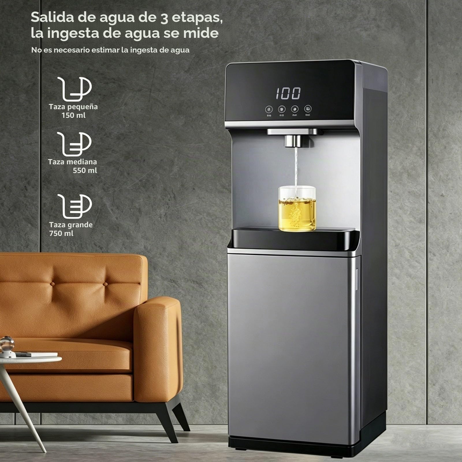 Dispensador De Agua Carga Inferior, Dispensador Agua Garrafa, Se Calentamiento rápido, Bloqueo para Niños 5 Ajustes Temperatura Dispensadors De Aguas Electrico, para El Hogar