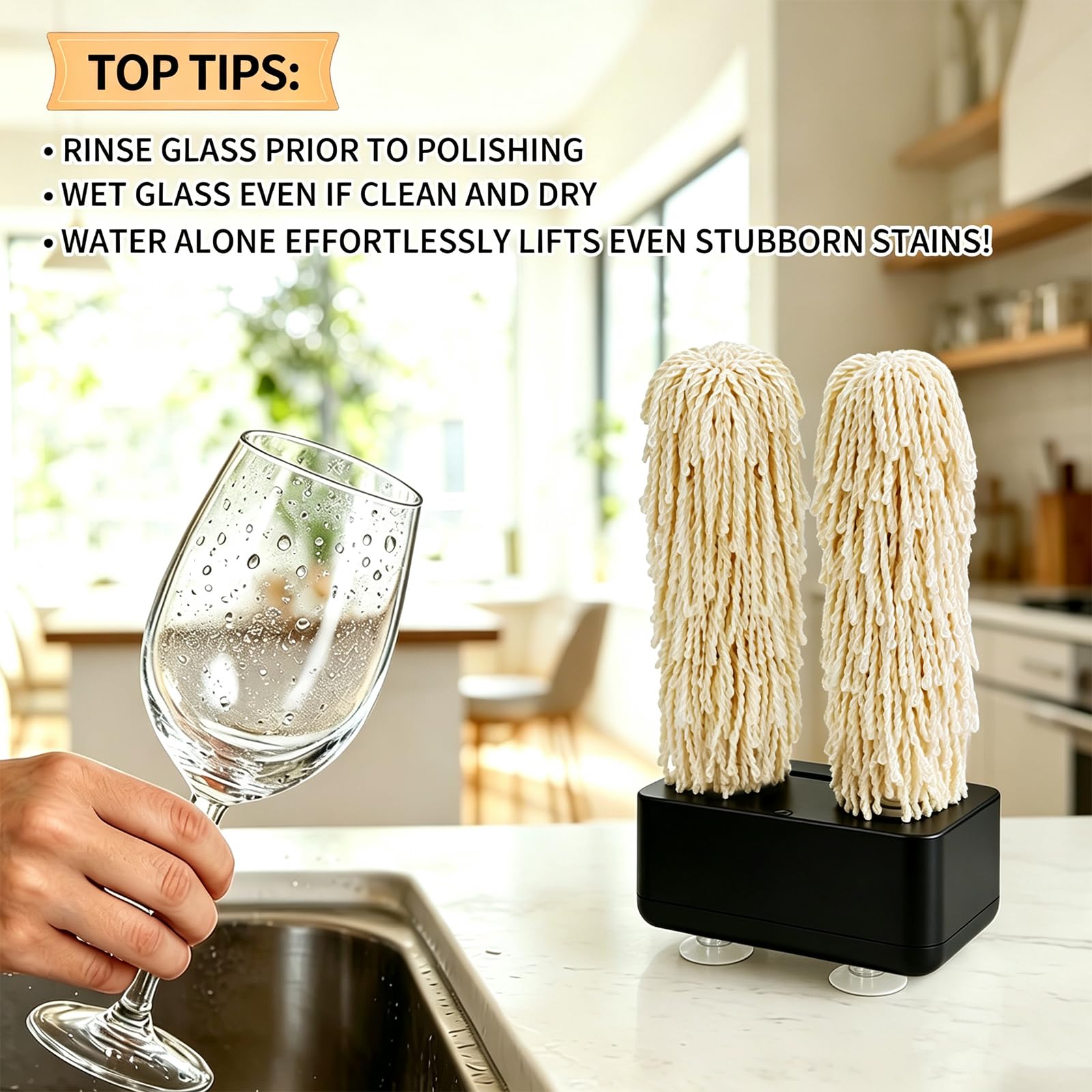 Lucidatrice Elettrica Bicchieri Da Vino,Lavabicchieri Domestico Automatico | Rotazione A 600RPM Con Asciugatura Immediata,Doppia Testina Spazzola,Rotazione 360°,Ideale Per Bar,Ristoranti,Cucine E Uso