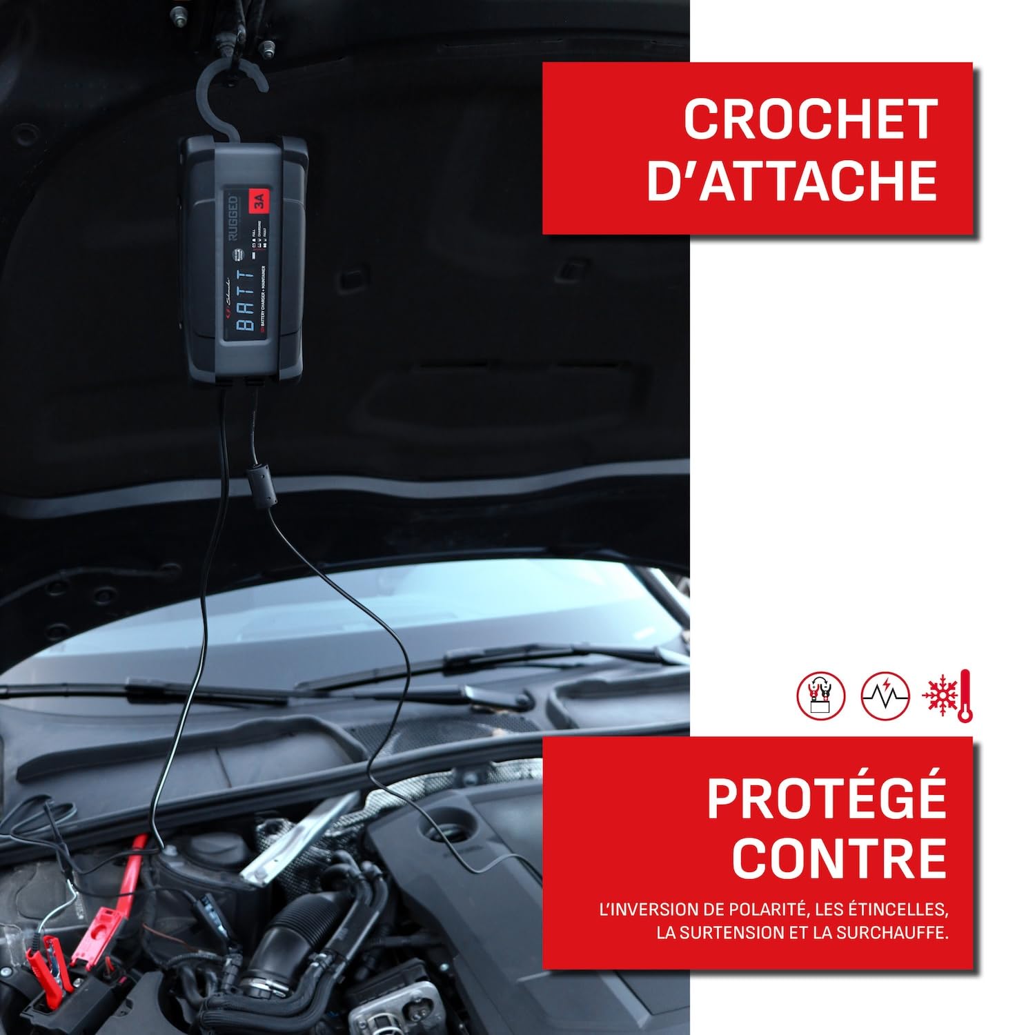 Schumacher Rugged SPX 458 Chargeur - Maintien Charge Automatique Intelligent 12V, 3A - pour Moto, Voiture, Bateau, Jet-Ski, Quad, Tondeuse, Mini Tracteur - IP54 (poussière et humidité ambiante)