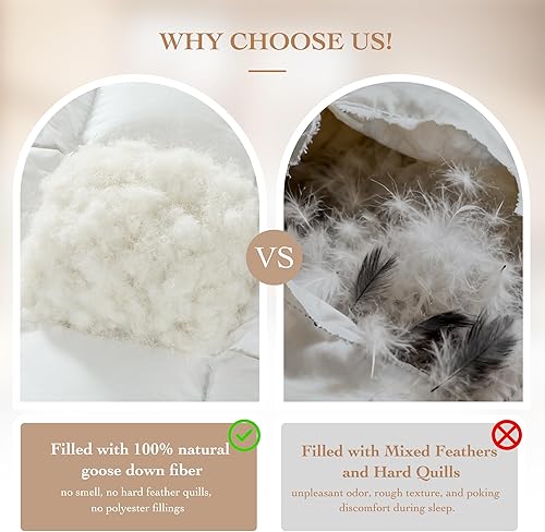 Miniatura 4 de Gehtmel - Edredón de fibra de plumón de ganso, tamaño King, edredón de plumón naturalmente transpirable para todas las estaciones, relleno de