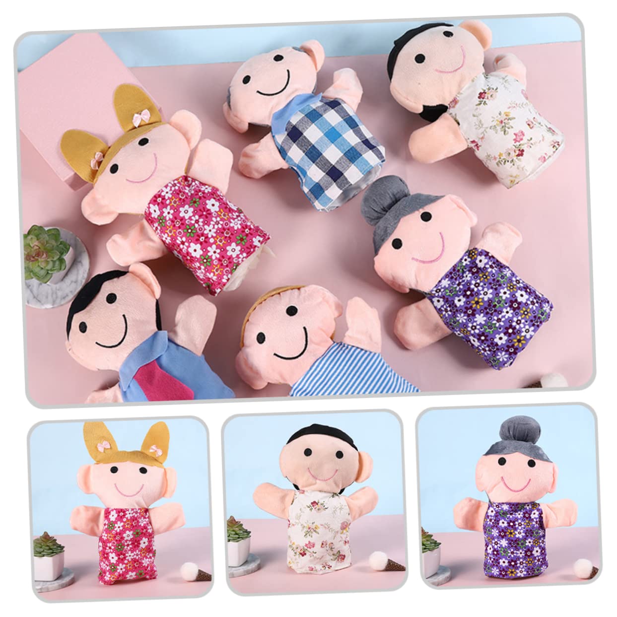 FRCOLOR 6pezzi Burattini per Ragazzo Ragazza Burattini Mano per Gioco di Ruolo di Design Creativo e Materiali Morbidi come Peluche e Cotone Pp Facile da Indossare e Portare Ovunque