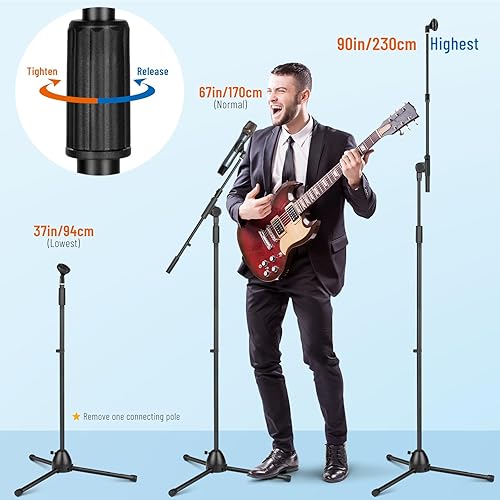 Miniatura 4 de CAHAYA CY0330 - Soporte de micrófono de alta resistencia, súper resistente, soporte universal para micrófono con 2 clips de micrófono para la