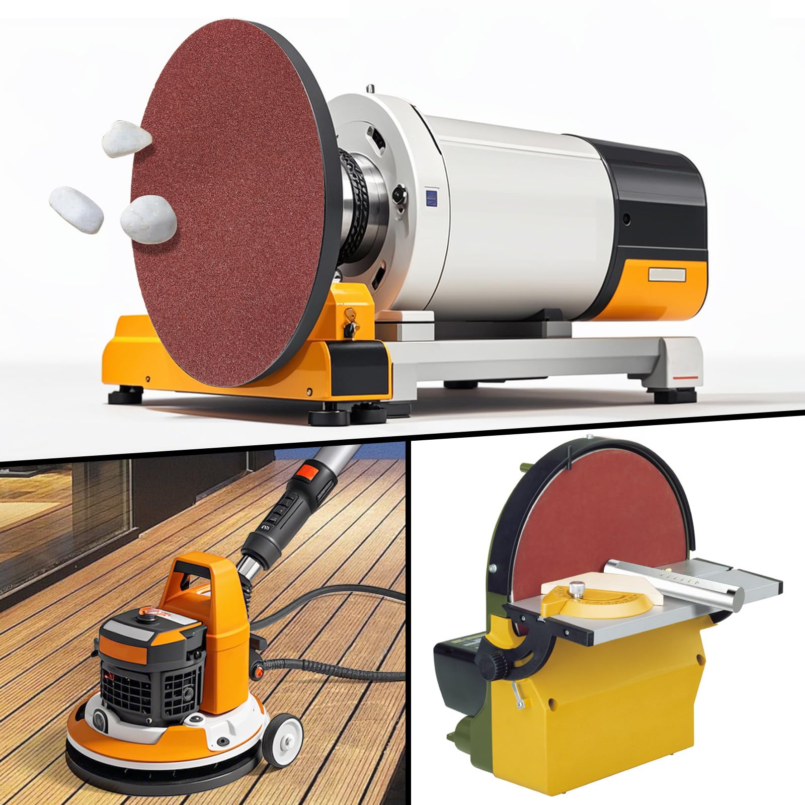 30 discos de lijado de gancho y bucle sin agujeros de 250 mm, 5 discos de lija de grano 40, 60, 80, 120, 150, 180 para discos de lijadora, accesorios de lijado