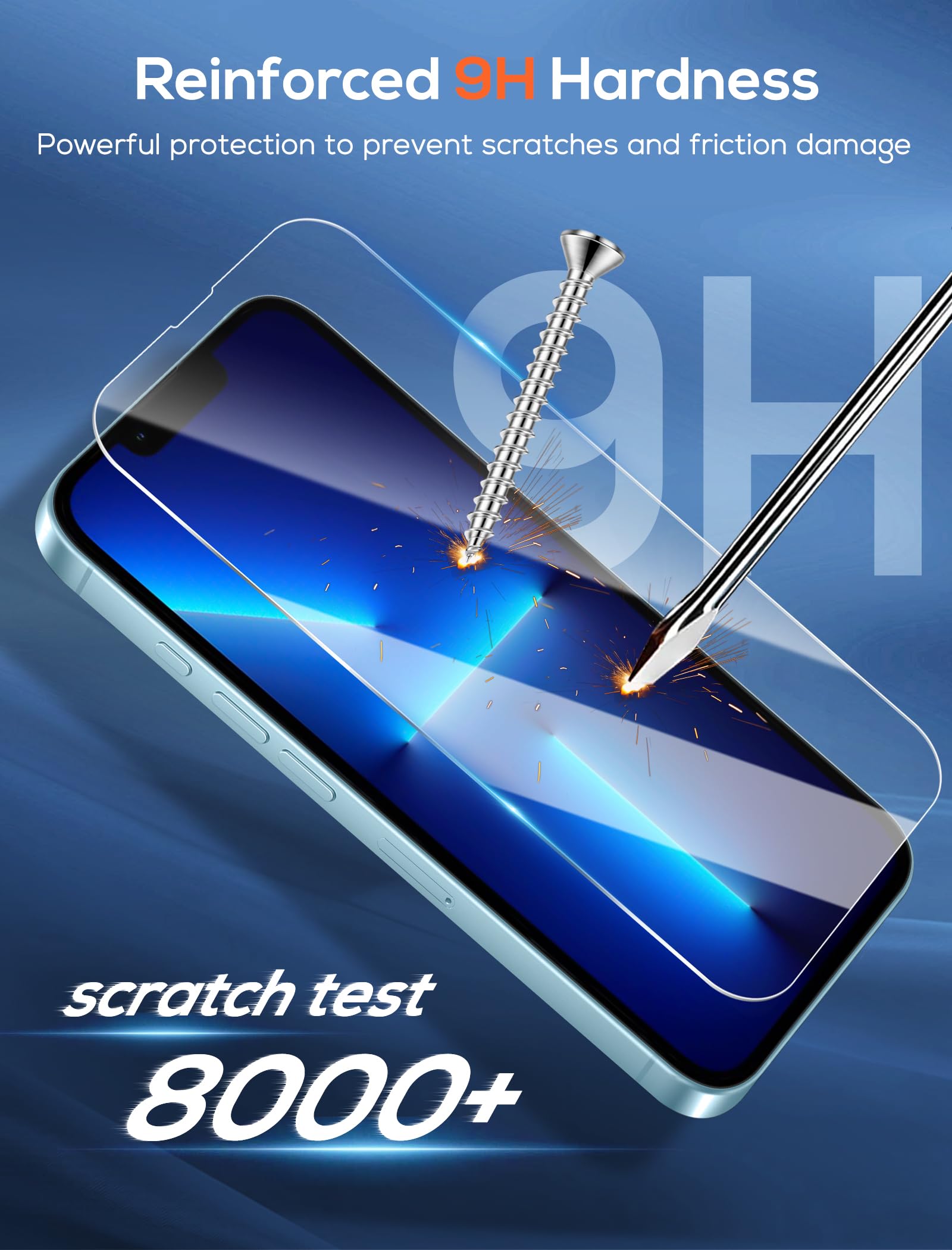 3-pak ochraniaczy ekranu do iPhone'a 13 Pro z 3 osłonami obiektywu aparatu z ramką instalacyjną, folia ze szkła hartowanego premium o twardości 9H, odporna na zarysowania, bez pęcherzyków