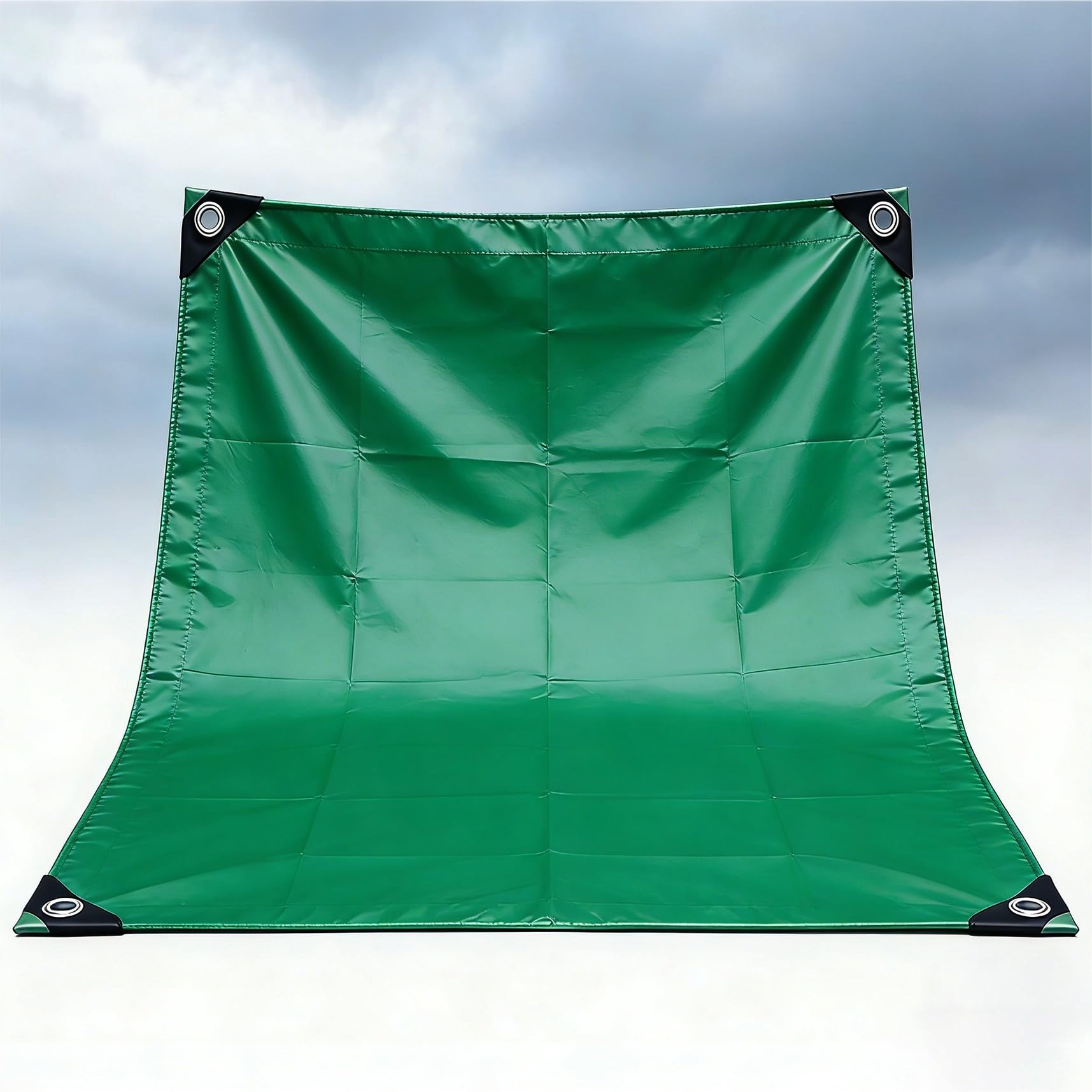 Plandeka Wodoodporna, Wytrzymała 215 x 220 cm Wytrzymały, Odporny Na Pleśń, Łatwy Do Mycia – Materiał Pcv, Wzmocnione Krawędzie Plandeka, Gruba Do Biwakowania, Zielony