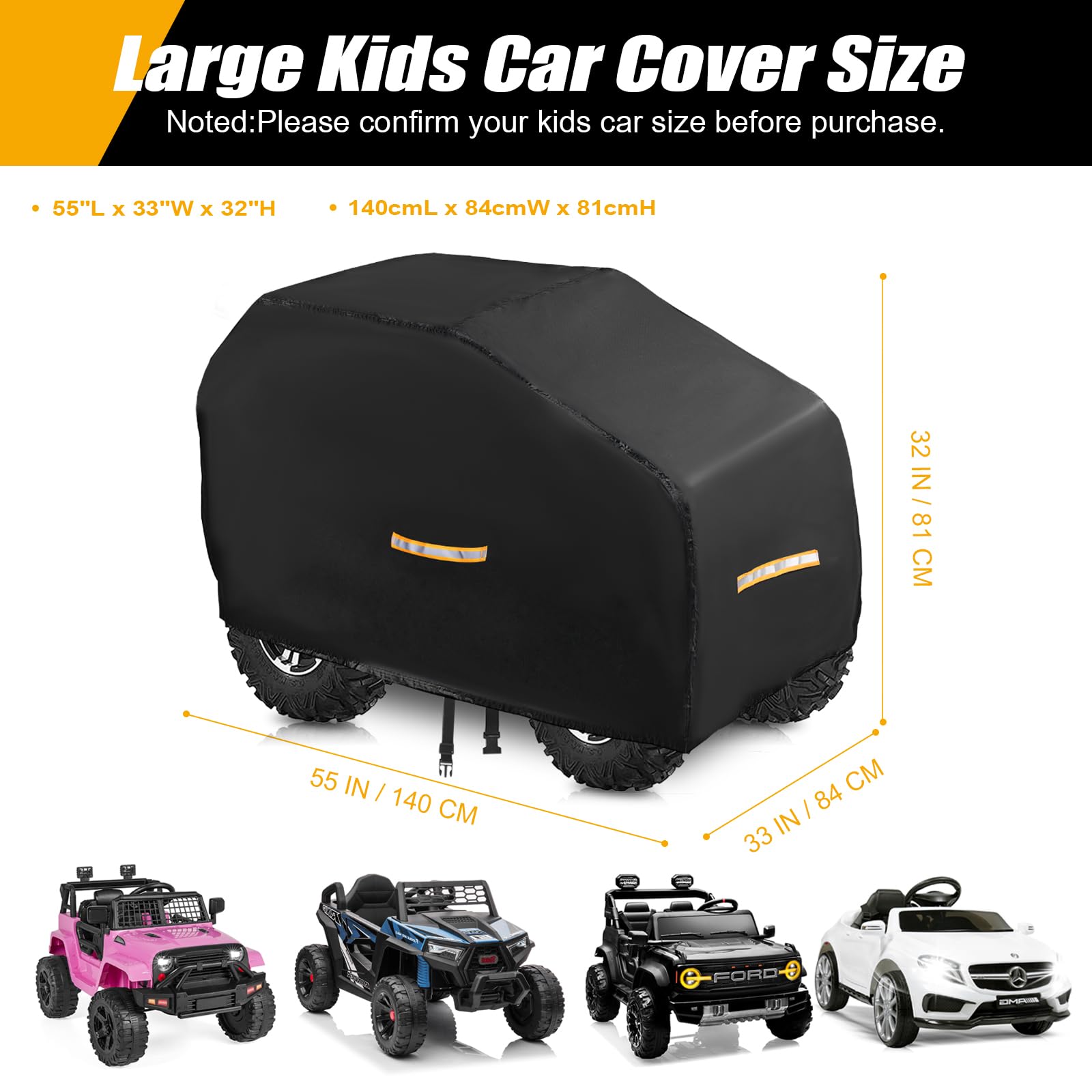 Funda grande para automóvil para niños, fundas impermeables para todo tipo de clima, funda resistente para niños con revestimiento nano, hebilla resistente al viento y 3 tiras reflectantes, accesorios 6