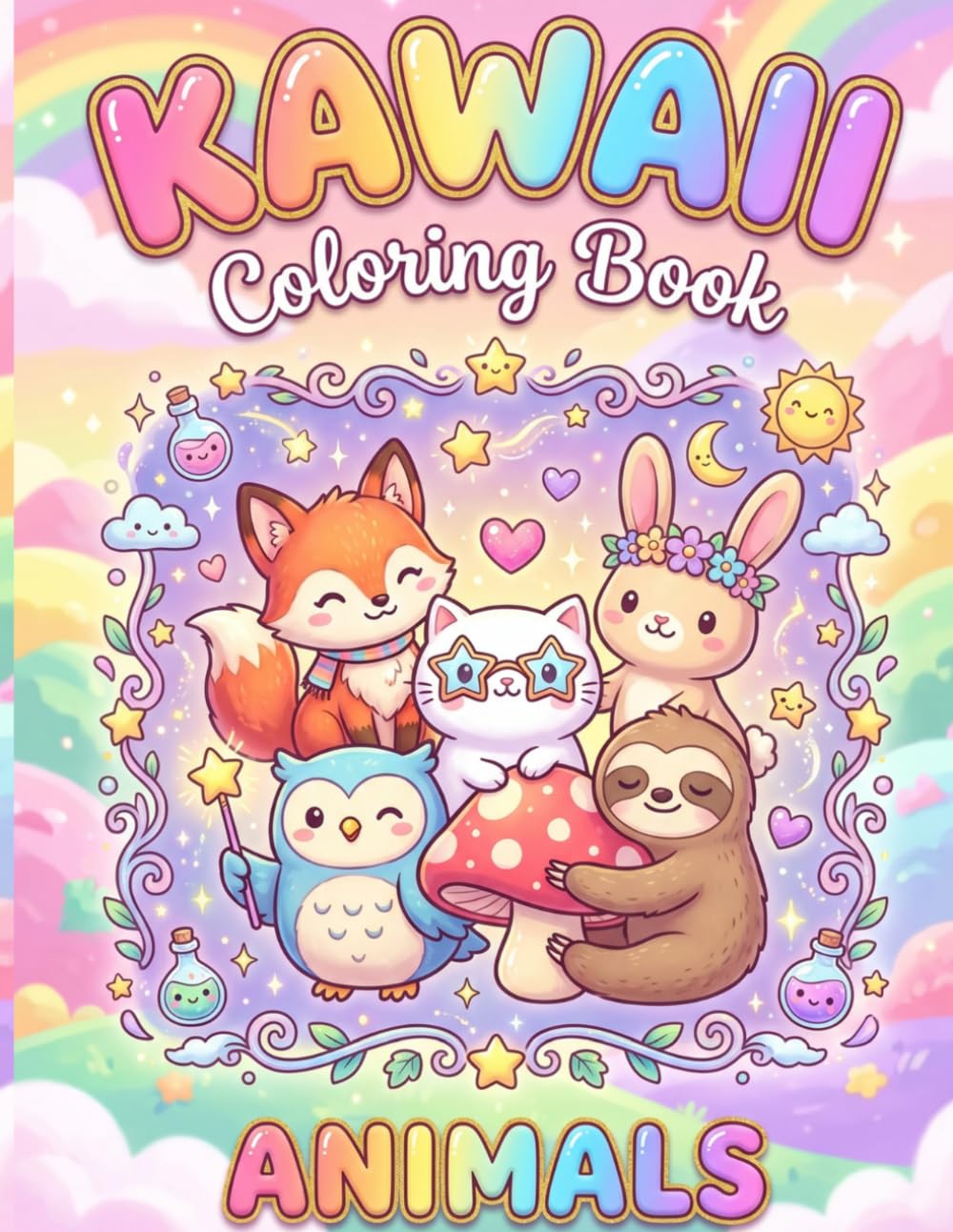 Kawaii Coloring Book Animals: 40 Cozy Buddies with Simple Designs to Color and Enjoy