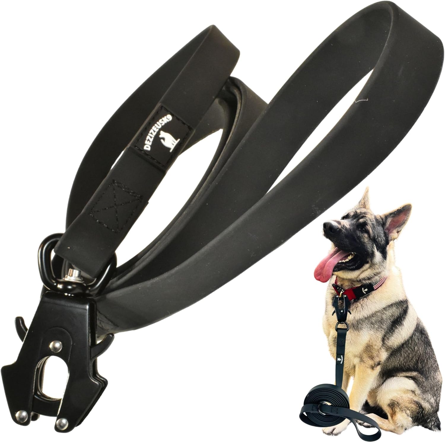 Heavy Duty Waterproof Dog Leash - Large Scissor Frog Quick Release Clasp, PVC Rubber Coated Nylon Training Lead for Large and X-Large Dogs, Odor Free, Durable, Easy to Clean, Nonslip Grip, Secure Hold