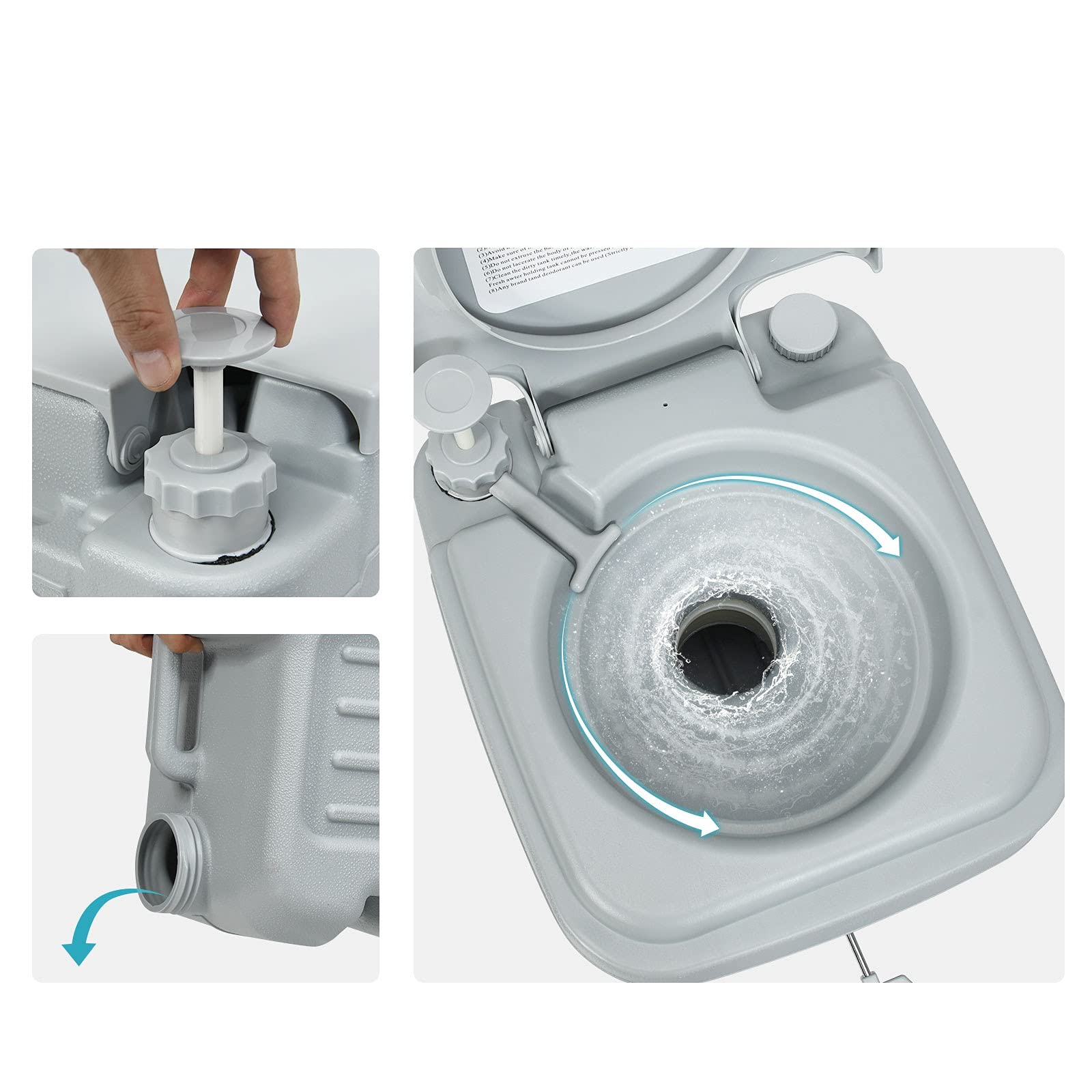 DREAMADE 20L Campingtoilette mit Abnehmbarem Abwasser- und Frischwassertank, Reisetoilette aus HDPE, Mobile Toilette, bis zu 150 kg belastbar, mit Spülung, für Wohnwagen & Garten