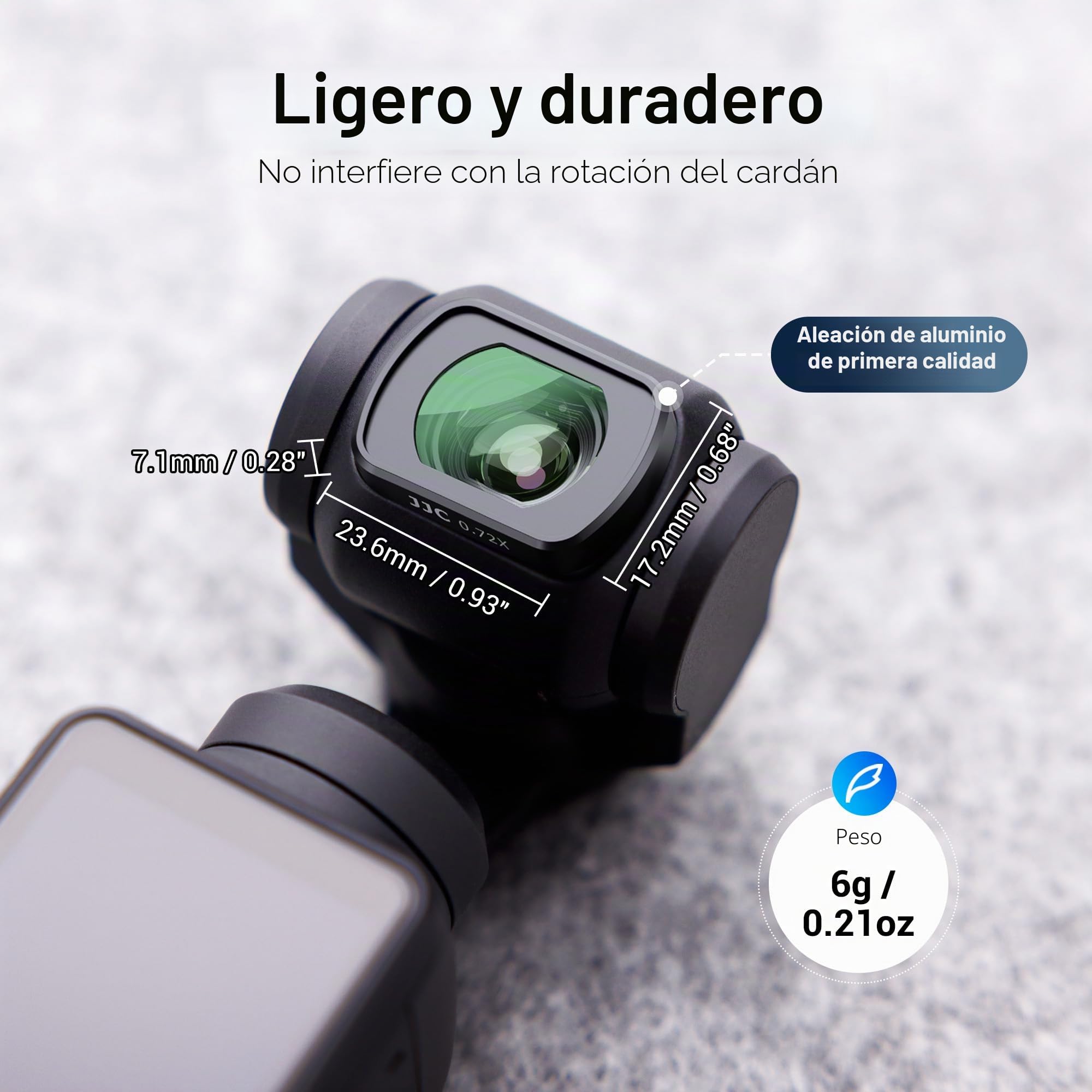 JJC lente gran angular para DJI Osmo Pocket 3, filtro magnético multicapa 0.72x ancho sin viñeteo, accesorio de visión ampliada externa