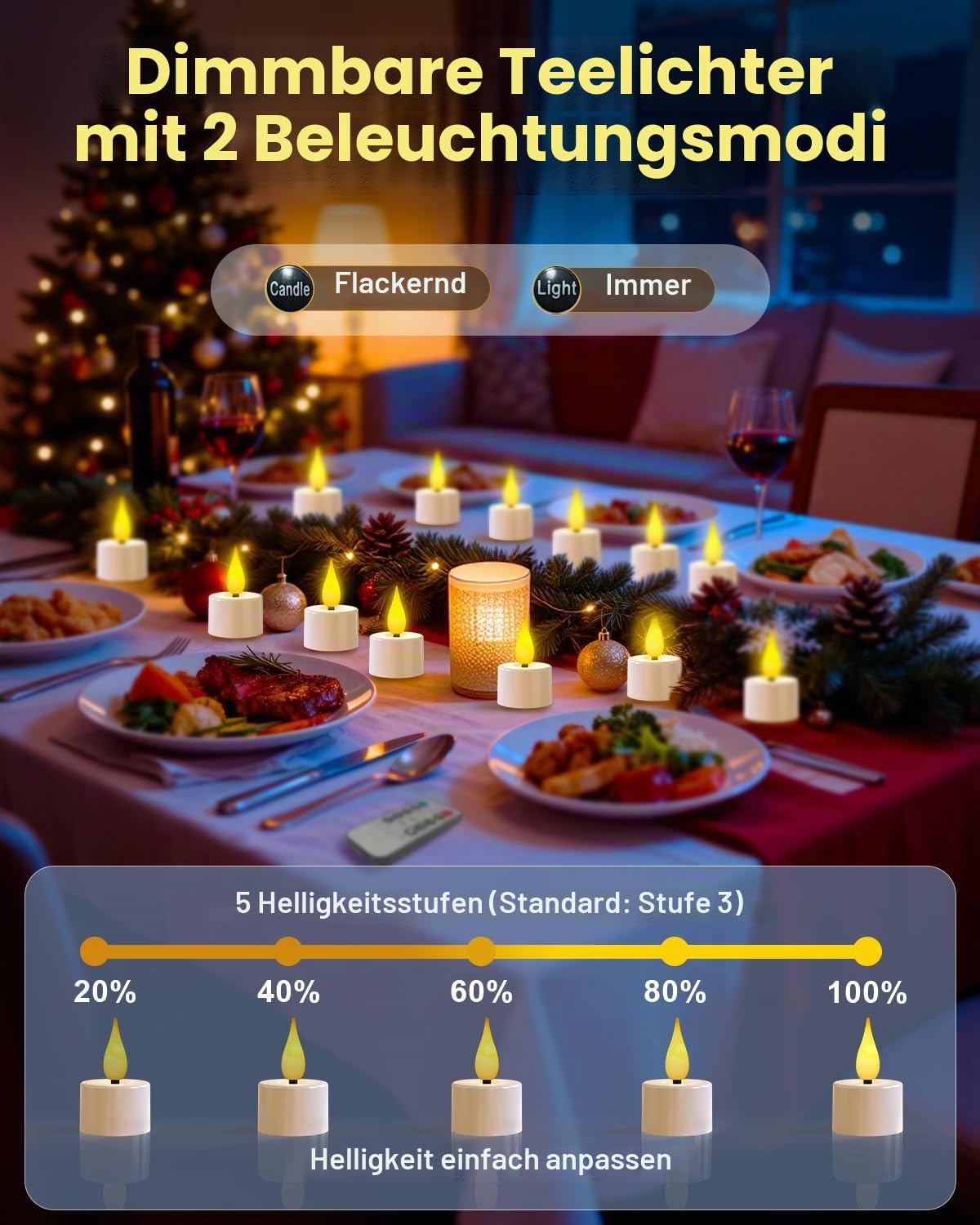 AONESY LED Teelichter Wiederaufladbar mit Magnetischer Ladestation, 13er Set Aufladbare Teelichter mit Fernbedienung & Timerfunktion, für Familien mit Kindern & Haustieren, Dekoration für Wohnzimmer
