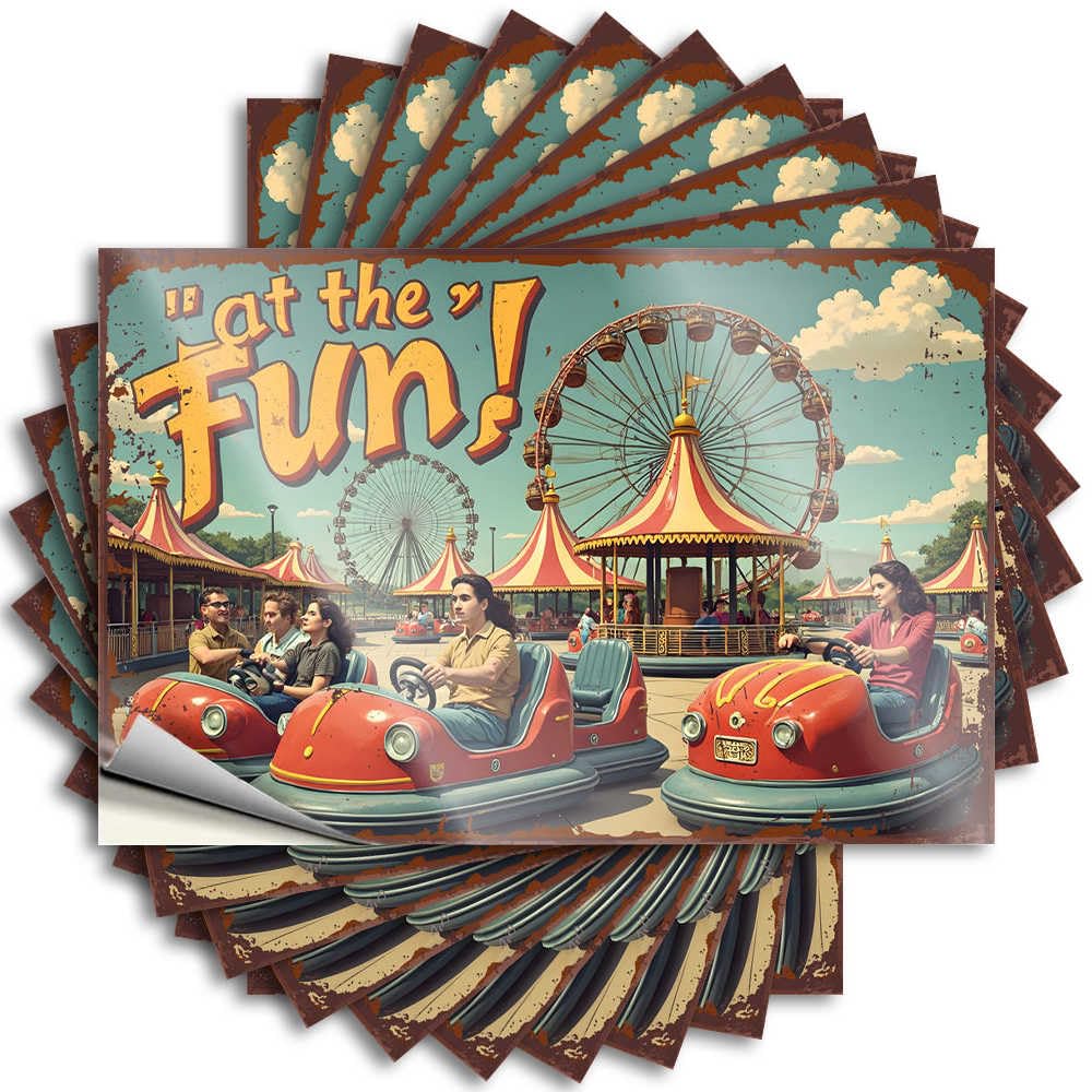 Enjoying The Thrills At The Fun Fair! Man CABE Decor Vintage - Decals Case Waterproof Decal(8X12CM)