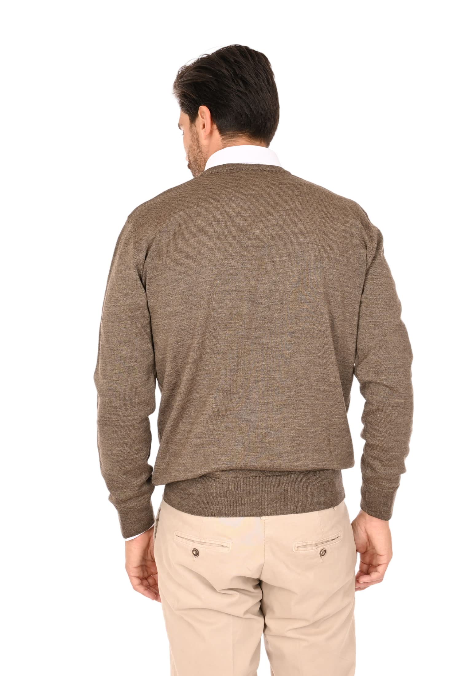 Ciabalù Maglione Uomo Invernale in Lana Merinos Made in Italy Regular Fit Taglie Forti Pullover Scollo a V