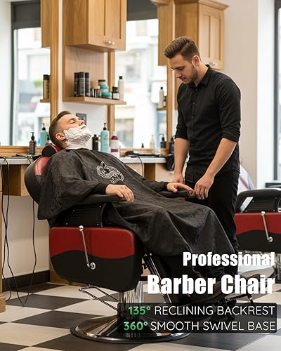 Miniatura 31 de Silla de peluquería para estilista, silla de belleza reclinable con bomba hidráulica de alta resistencia, silla giratoria de 360° para peluquería