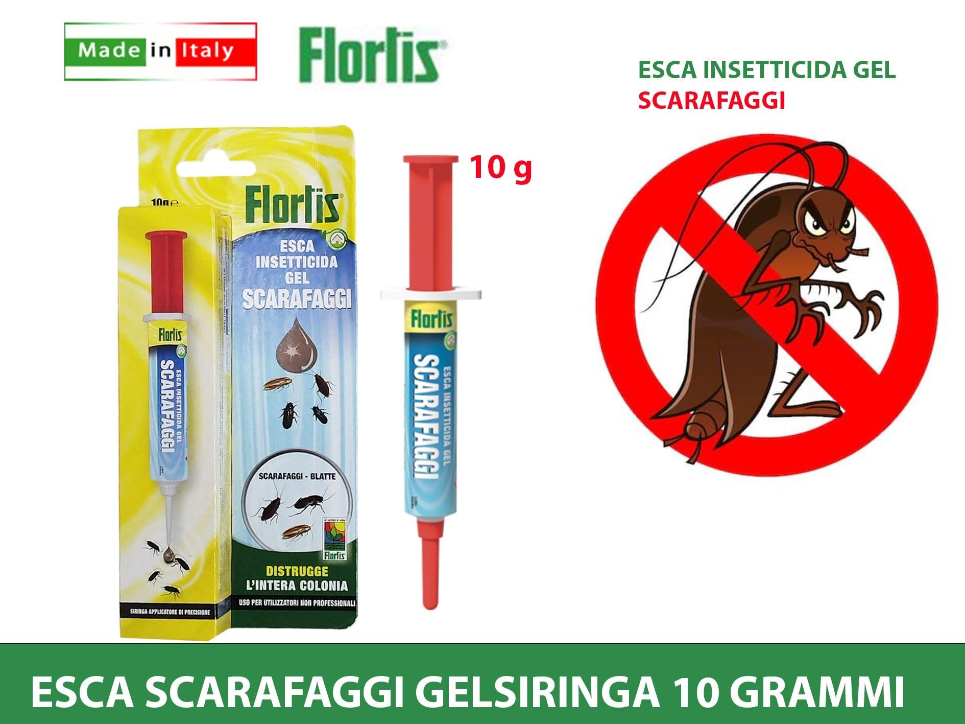 FLORTIS ESCA IN GEL PER SCARAFAGGI 10GR IN SIRINGA ACCESSORI FAI DA TE GIARDINAGGIO