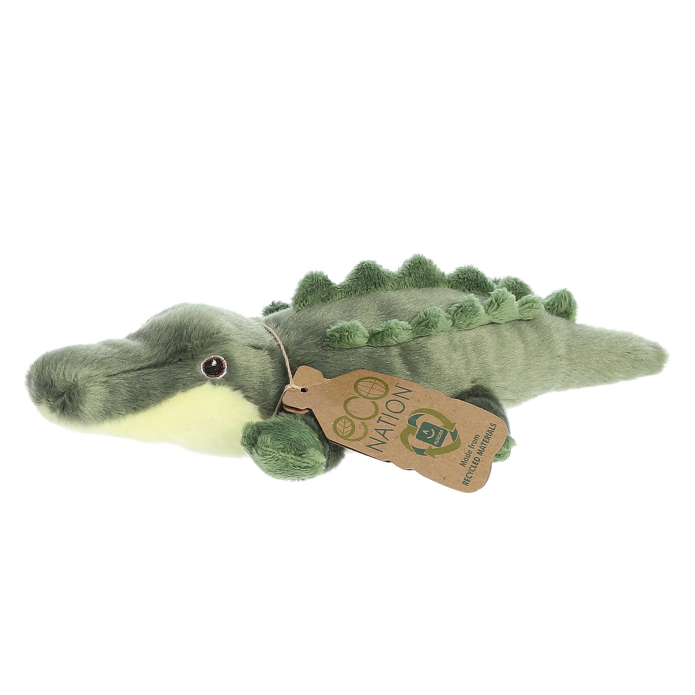Aurora® Responsibly Made Eco Nation™ Eco Softies™ Alligator Stuffed Animal - Ideal for Playtime Adventures - Perfect for Birthdays or Just Because - Green 8 Inches
