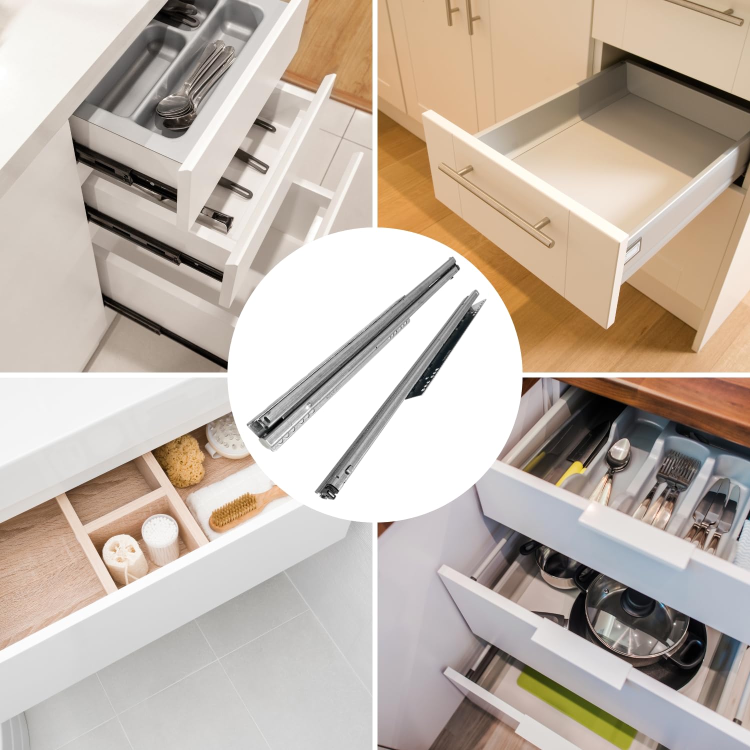 Evotrade 480 mm - Para zamienników kompatybilnych z Leroy Merlin DELINIA Szuflady kuchenne amortyzowane z całkowitym wyciąganiem