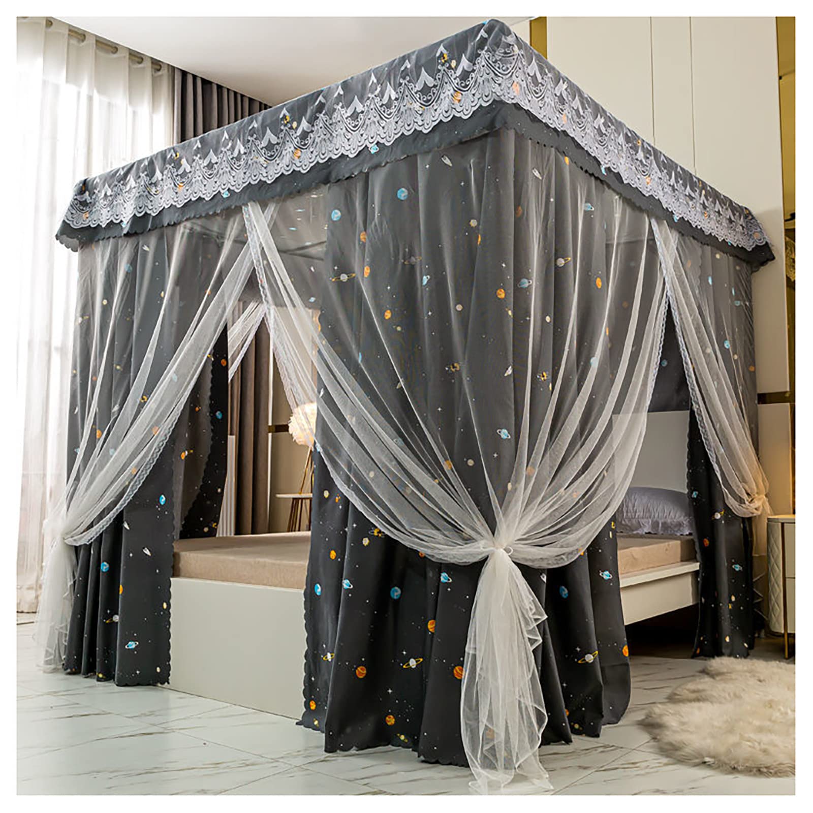 Dosel para cama de diseño exclusivo con cortina de sombra premium de 2m