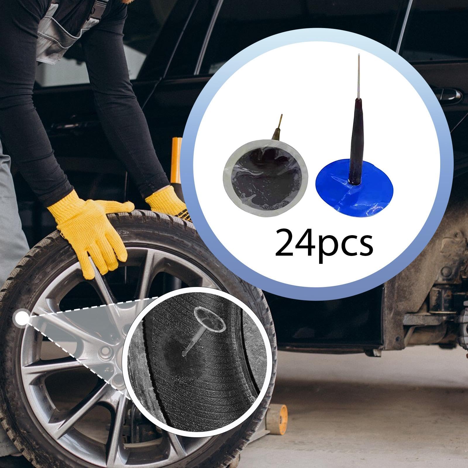 Fenteer Kit de 24 Tapones para Neumáticos con Forma de Hongo, para Reparación de Pinchazos, para Garaje, para Vehículos, Camiones Y Coches, 8 Mm X 8 Cm