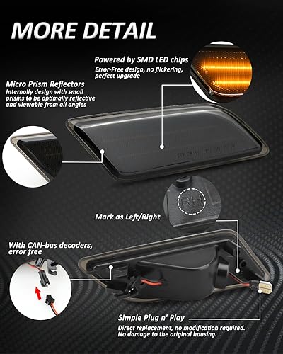 Miniatura 2 de Bestview Luces LED de posición laterales compatibles con Mercedes Benz W204 LCI C250 C300 C350 C-Class 2012-2014, lado del conductor y del pasajero,