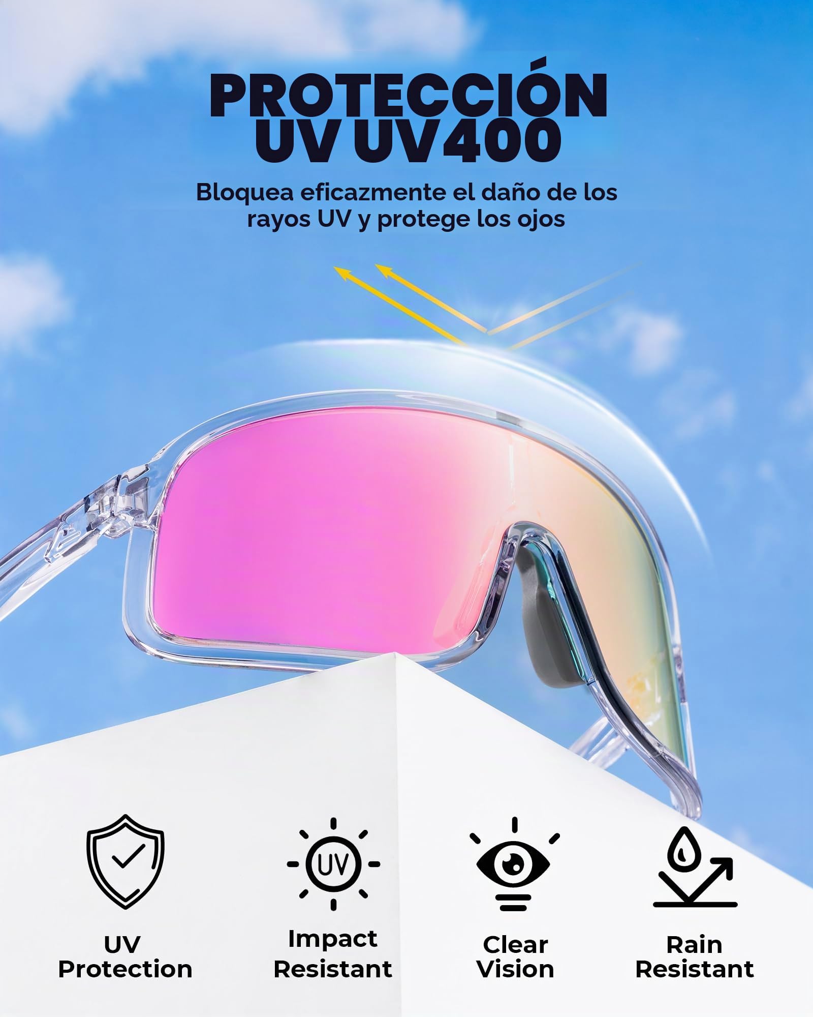 ROCKBROS Gafas de Ciclismo Fotocromáticas UV400 Para Hombre Mujer, Gafas de Sol TR90 para Actividades al Aire Libre Senderismo Correr