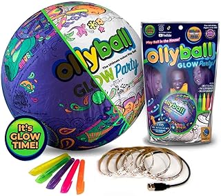 Ollyball New Glow Party! Glow in The Dark Inflatable Ball with LED Blacklight Strip and Five Glow Markers Included, Great Indoor Toy for Kids of All Ages! (Glow Party) ECO Pak