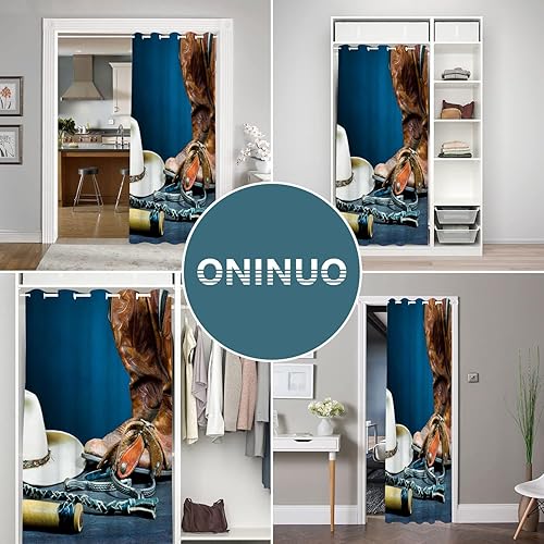 Miniatura 10 de Cortinas de puerta occidental para puertas, diseño rústico de granero de madera de vaquero para armario de dormitorio de niños, con ojales,
