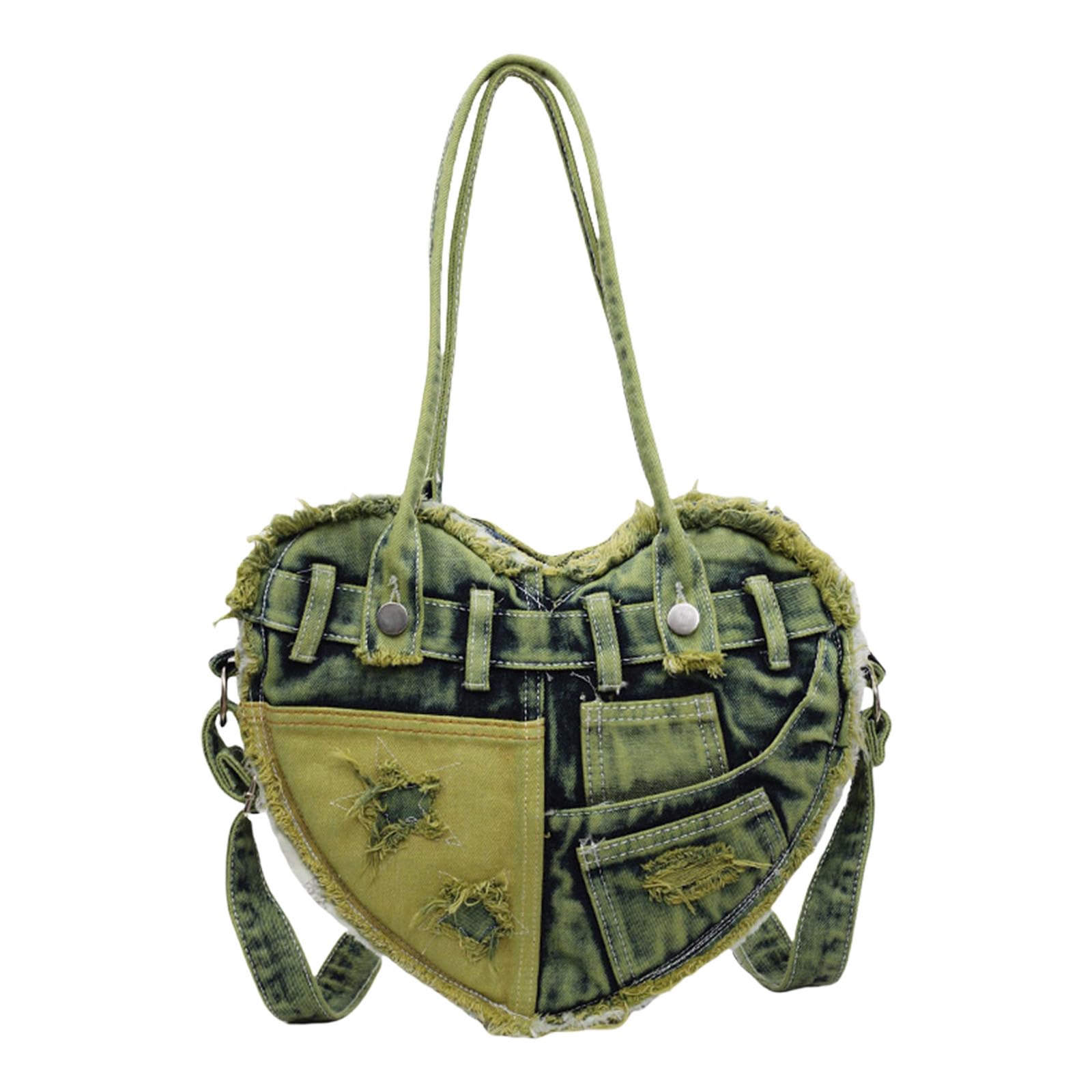 Kalttoy Stylish Shoulder Bag Commuting Bag Denims Underarm Heart Shaped Armpit Large Capacity Handbags Heart Shaped Armpit for Women