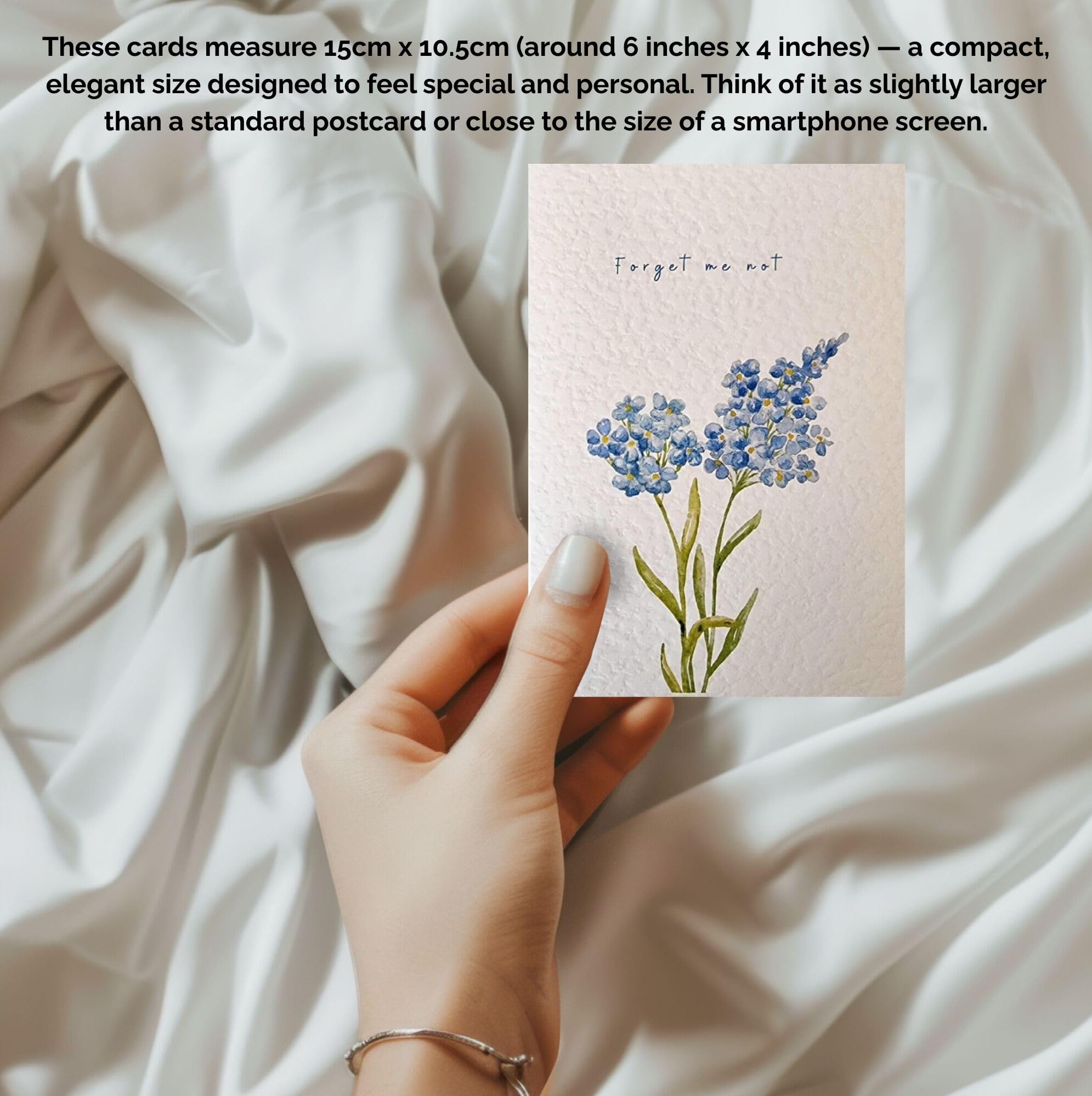 Handmade Forget Me Not Sympathy Cards - Thinking of You & Bereavement Card Multipack or Single - Condolence, Sorry for Your Loss UK Made (Pack of 10 cards and envelopes) - Image 3