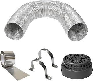 AMPEREUS® Aluminium Chimney Exhaust Pipe 10 Feet | Flexible Expandable Kitchen Duct Pipe with Cowl Cover, Aluminium Tape &... Price In India